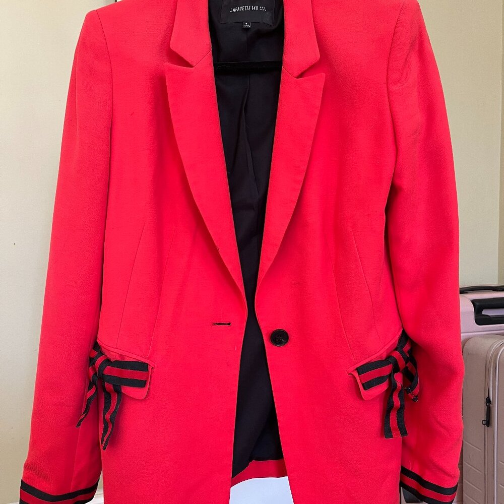 Red Lafayette 148 Blazer with Bow Detail